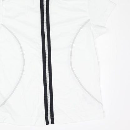 Daily Sports Womens White Polyester Basic T-Shirt Size L Collared Snap