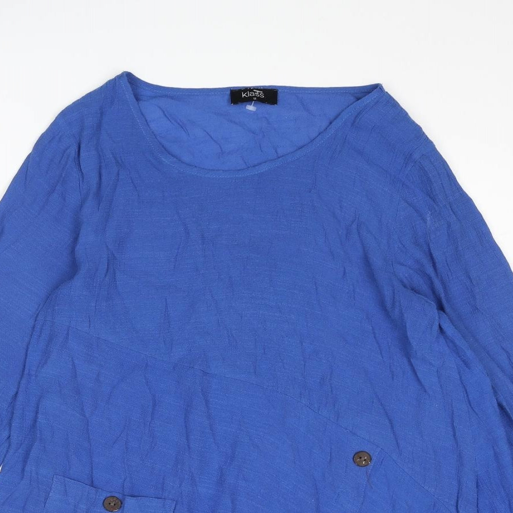 Womens UK Size 12 Klass Blue Tunic Blouse