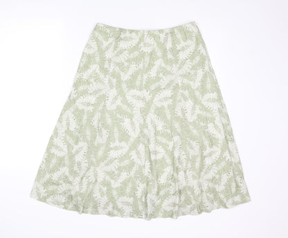 Cotswold Collections Womens Green Geometric Viscose Swing Skirt Size M