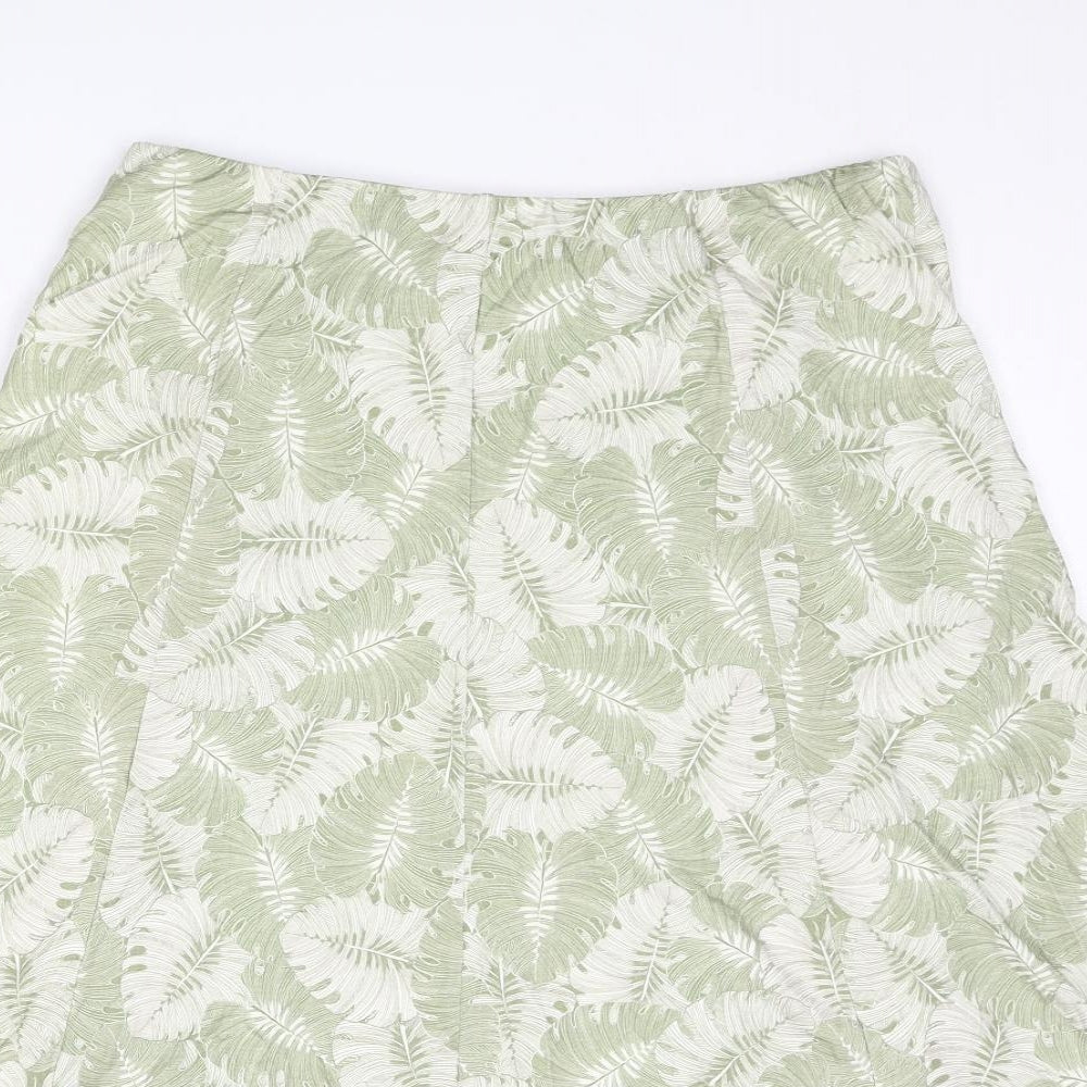Cotswold Collections Womens Green Geometric Viscose Swing Skirt Size M