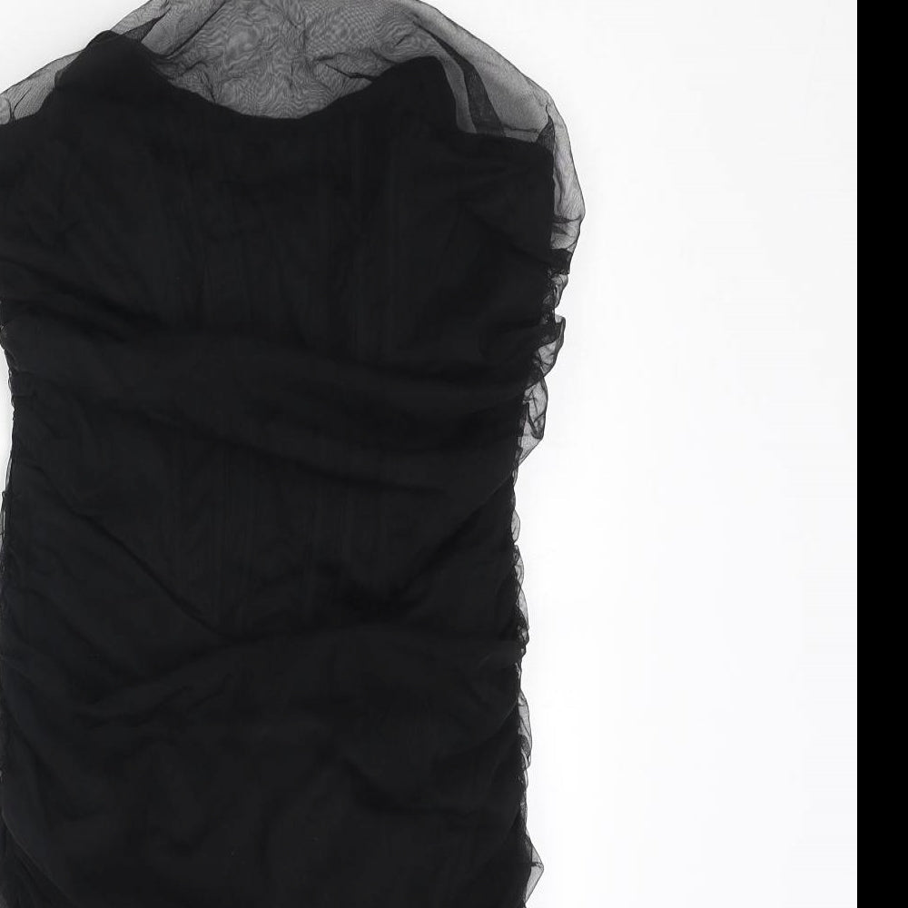 PRETTYLITTLETHING Womens Black Polyester Mini Size 10 Round Neck Zip