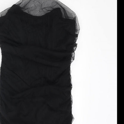 PRETTYLITTLETHING Womens Black Polyester Mini Size 10 Round Neck Zip