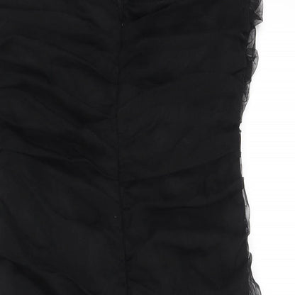 PRETTYLITTLETHING Womens Black Polyester Mini Size 10 Round Neck Zip