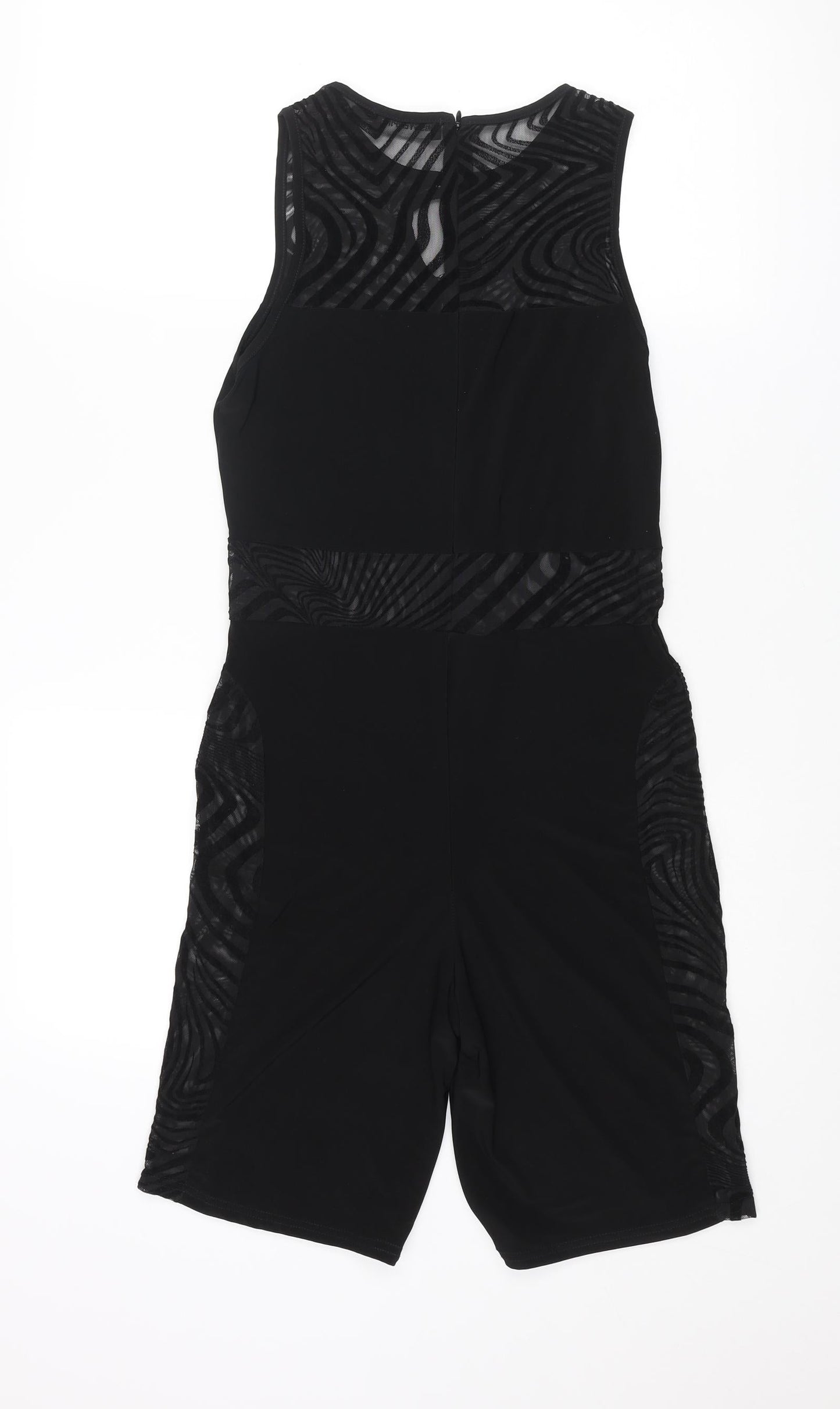 Missy Empire Womens Black Geometric Polyester Playsuit One-Piece Size 12 L7 in Zip