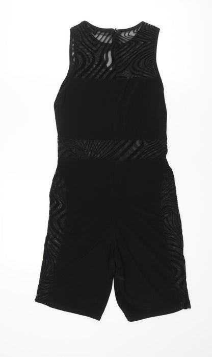 Missy Empire Womens Black Geometric Polyester Playsuit One-Piece Size 12 L7 in Zip