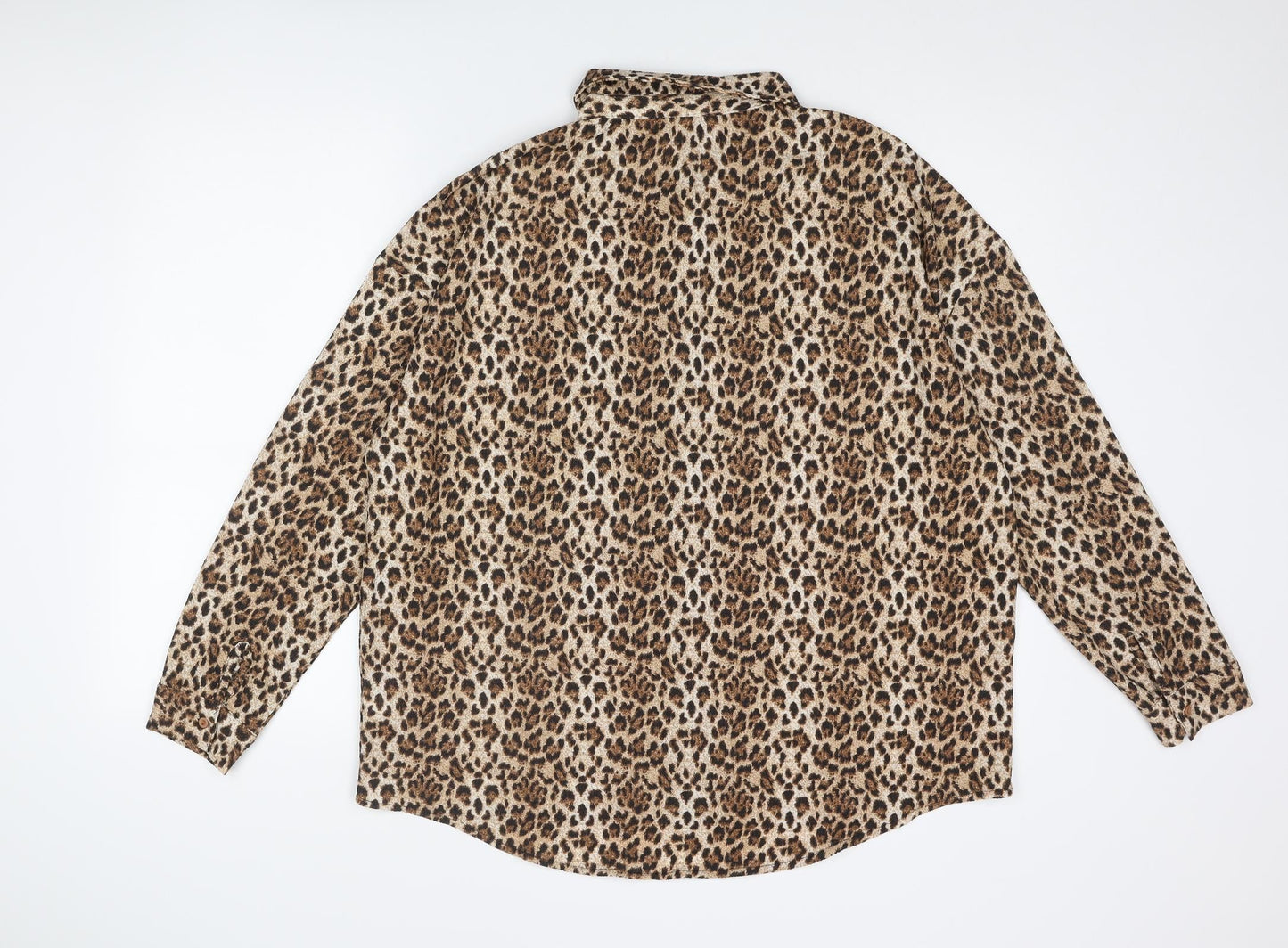 Womens UK Size 14 Max Brown Basic Button-Up