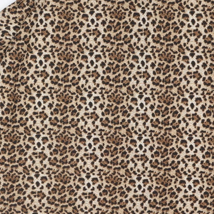 Womens UK Size 14 Max Brown Basic Button-Up