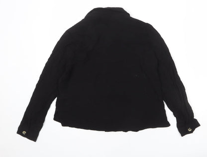 Divided by H&M Womens Black Viscose Basic Button-Up Size 8 Collared