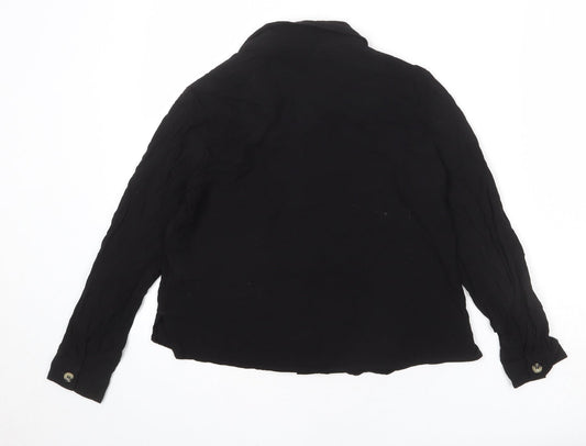 Divided by H&M Womens Black Viscose Basic Button-Up Size 8 Collared