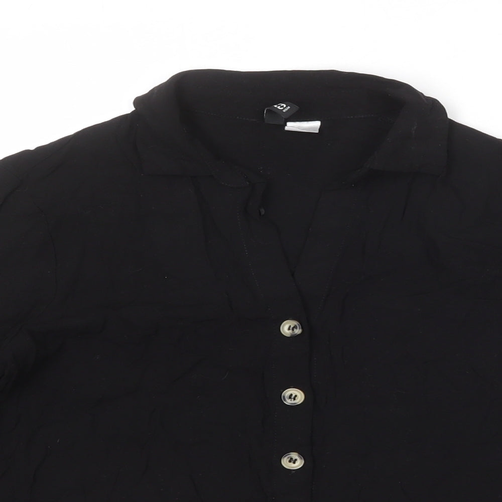 Divided by H&M Womens Black Viscose Basic Button-Up Size 8 Collared