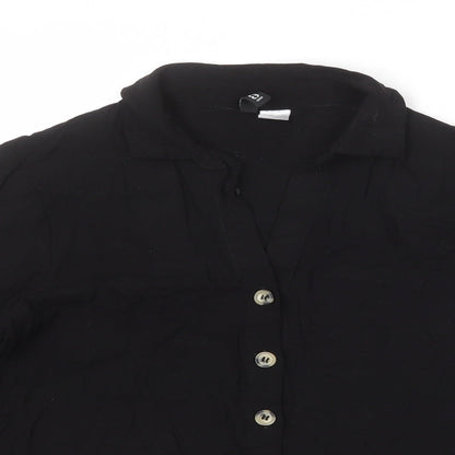 Divided by H&M Womens Black Viscose Basic Button-Up Size 8 Collared