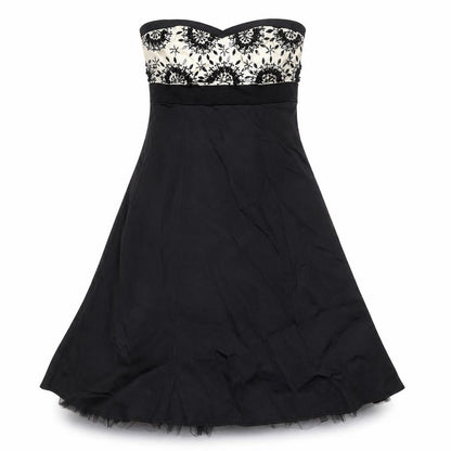 Warehouse Womens Black Geometric Acetate Ball Gown Size 10 Sweetheart Zip - Tulle underskirt