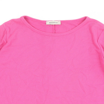 BASSINI Womens Pink Viscose Basic T-Shirt Size M Round Neck - Size M-L