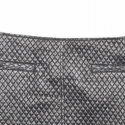 Limited Edition Womens Silver Argyle/Diamond Polyester Mini Skirt Size 8 Zip