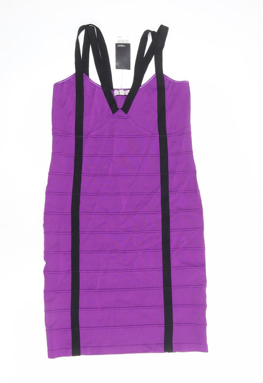 NEXT Womens Purple Viscose Bodycon Size 12 V-Neck Pullover