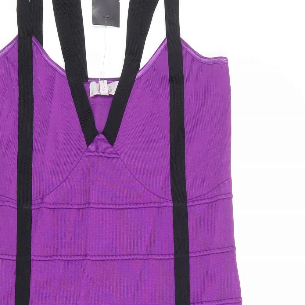 NEXT Womens Purple Viscose Bodycon Size 12 V-Neck Pullover