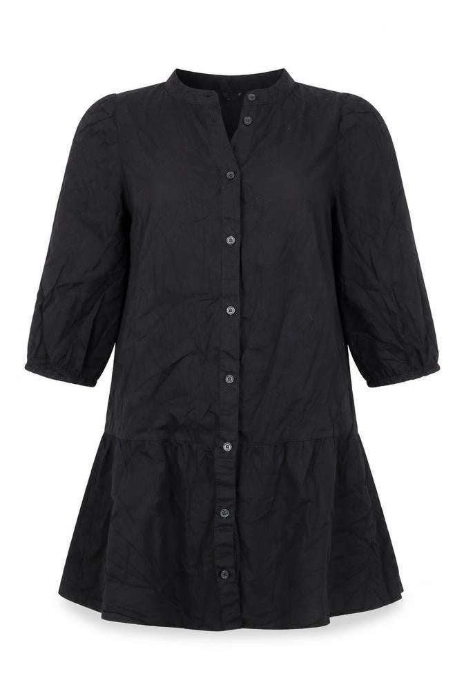 Divided by H&M Womens Black 100% Cotton A-Line Size S Round Neck Button