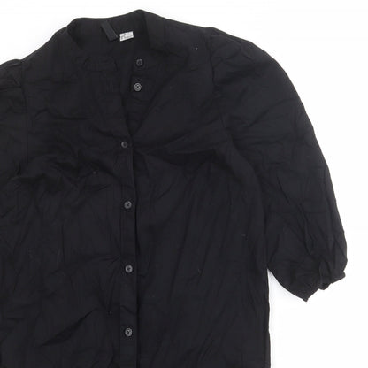 Divided by H&M Womens Black 100% Cotton A-Line Size S Round Neck Button