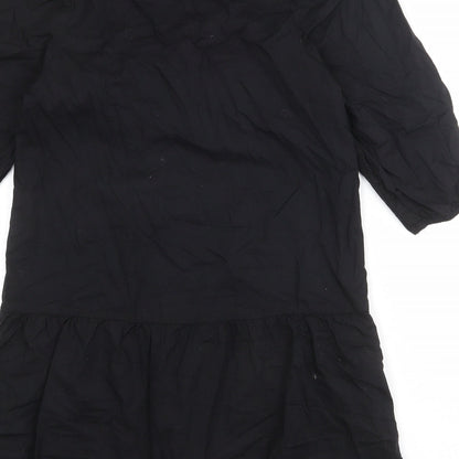 Divided by H&M Womens Black 100% Cotton A-Line Size S Round Neck Button