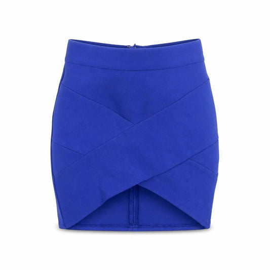 Blossom Womens Blue Cotton Bandage Skirt Size 10 Zip