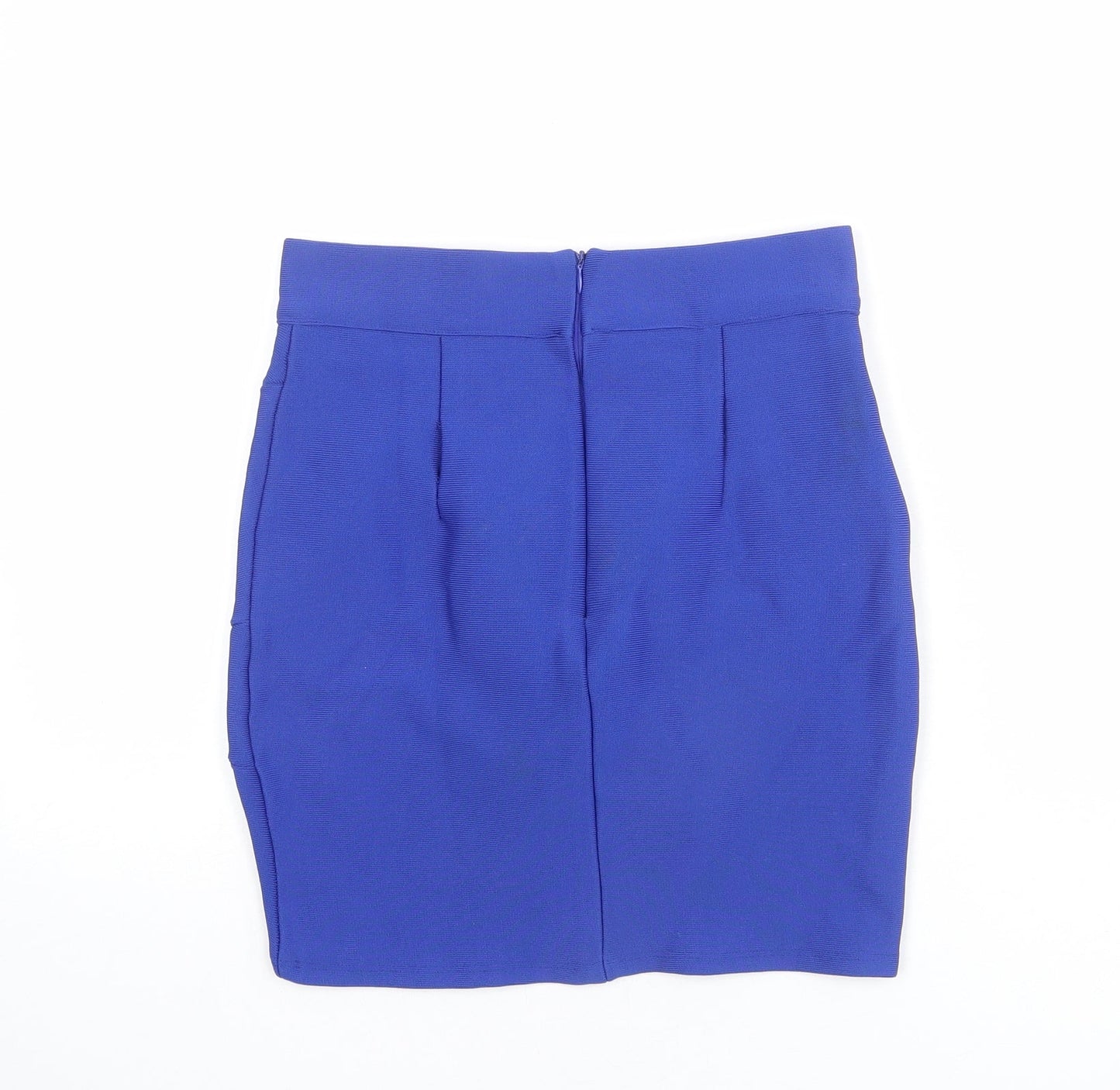 Blossom Womens Blue Cotton Bandage Skirt Size 10 Zip