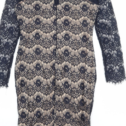 AX Paris Womens Blue Polyester Pencil Dress Size 14 Mock Neck Zip