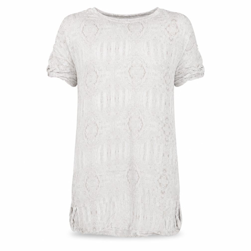 H&M Womens Beige Paisley Viscose T-Shirt Dress Size 8 Round Neck Pullover
