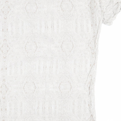 H&M Womens Beige Paisley Viscose T-Shirt Dress Size 8 Round Neck Pullover