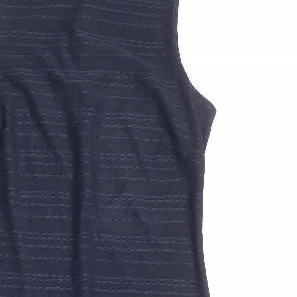 NEXT Womens Blue Striped Polyester Pencil Dress Size 12 Boat Neck Zip