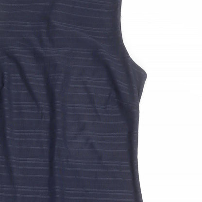 NEXT Womens Blue Striped Polyester Pencil Dress Size 12 Boat Neck Zip