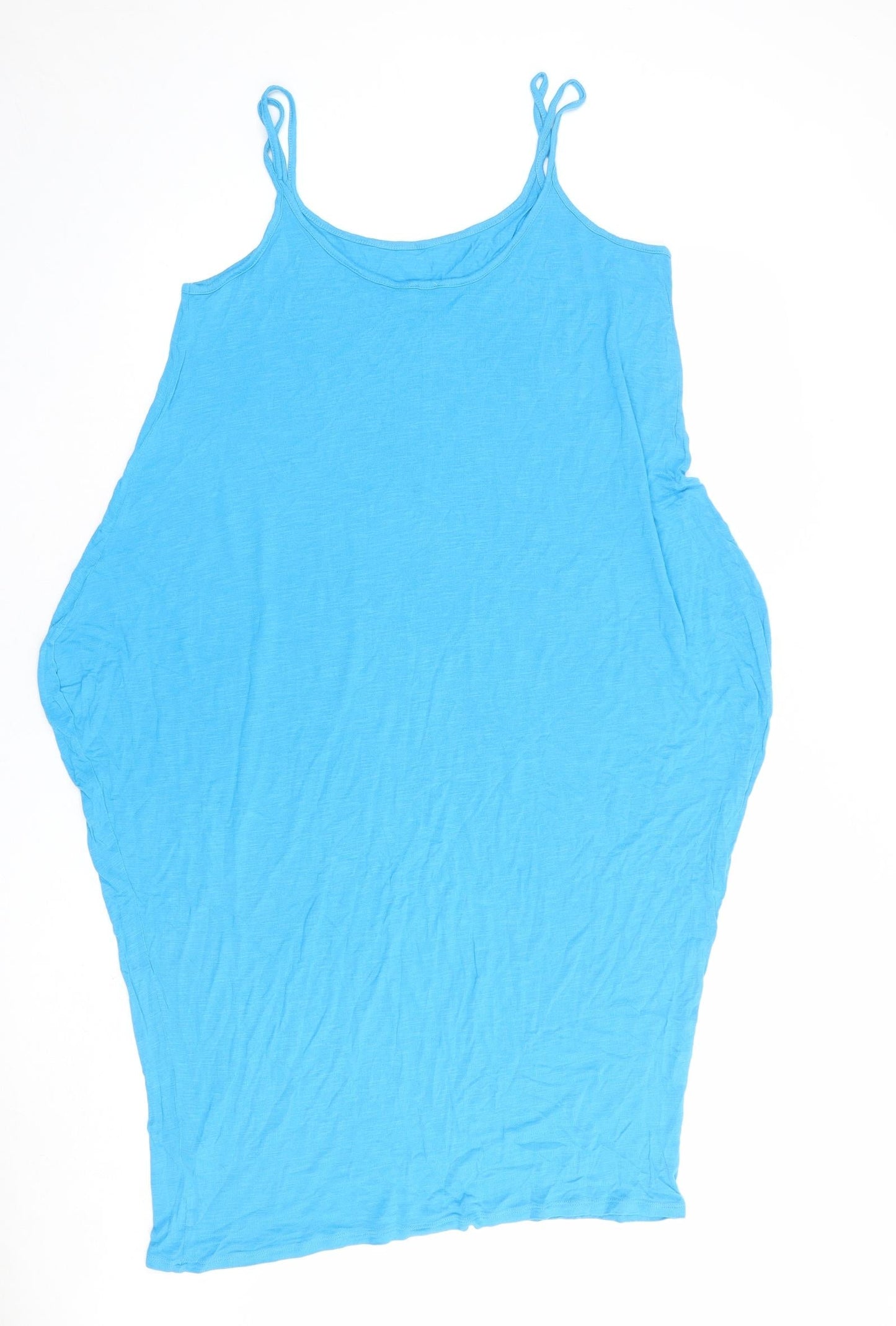 ASOS Womens Blue Viscose Slip Dress Size 12 Scoop Neck Pullover