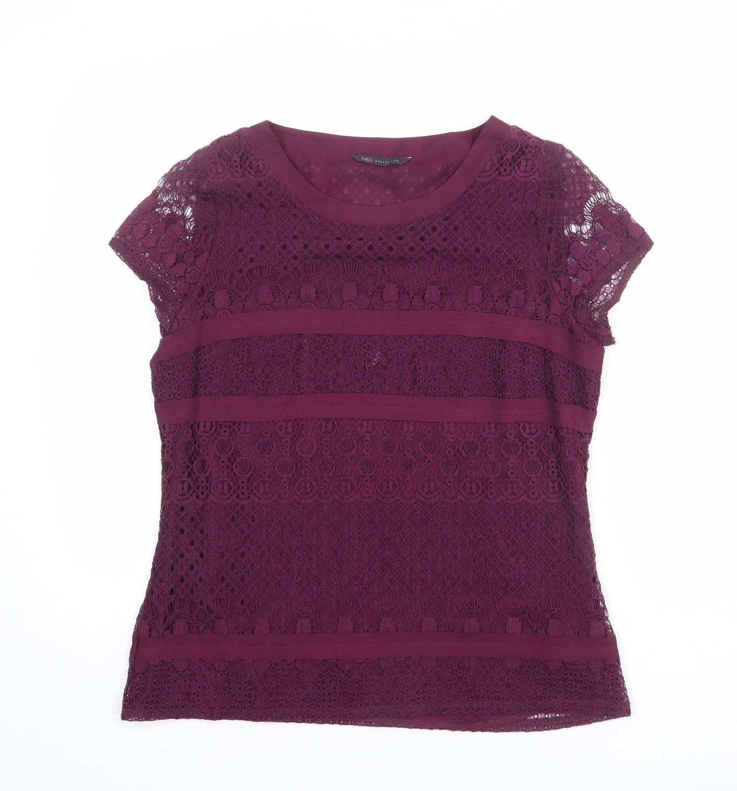 Womens UK Size 10 Marks and Spencer Purple Basic T-Shirt