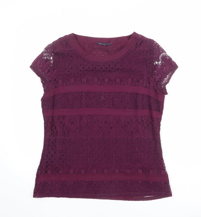 Womens UK Size 10 Marks and Spencer Purple Basic T-Shirt