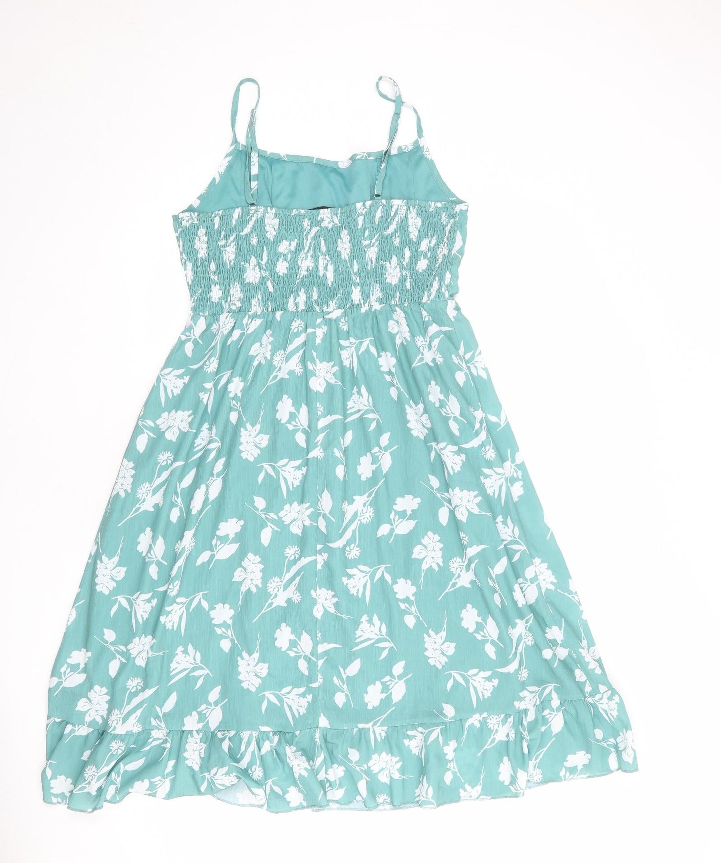 Grace Karin Womens Green Floral Polyester Slip Dress Size M Scoop Neck Pullover