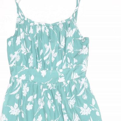 Grace Karin Womens Green Floral Polyester Slip Dress Size M Scoop Neck Pullover