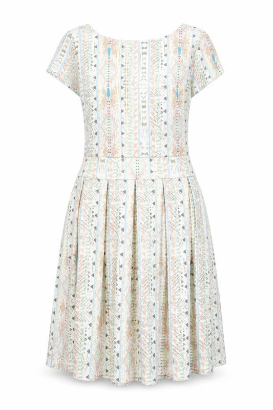 LASCANA Womens Multicoloured Geometric Polyester Fit & Flare Size 8 Boat Neck Pullover