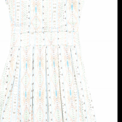 LASCANA Womens Multicoloured Geometric Polyester Fit & Flare Size 8 Boat Neck Pullover