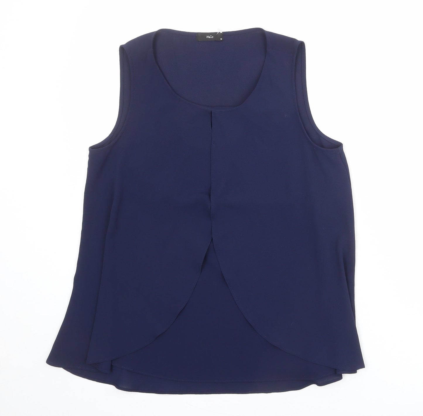 M&Co Womens Blue Polyester Basic Tank Size 10 Round Neck