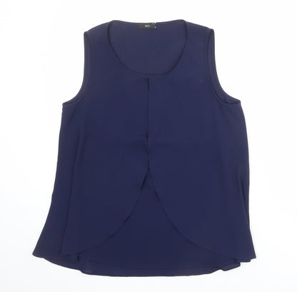 M&Co Womens Blue Polyester Basic Tank Size 10 Round Neck
