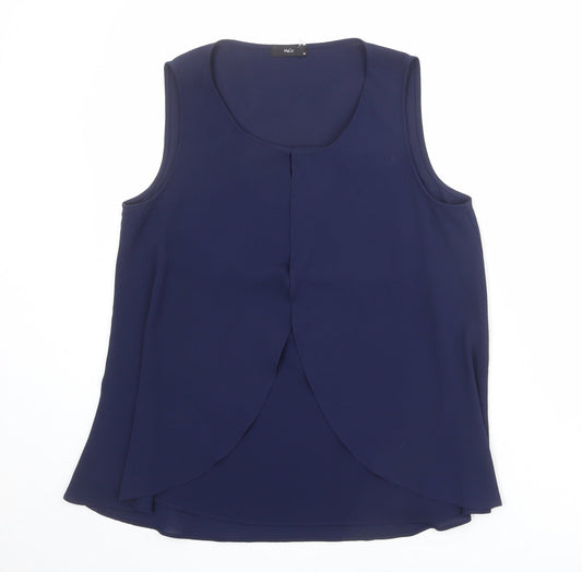 M&Co Womens Blue Polyester Basic Tank Size 10 Round Neck