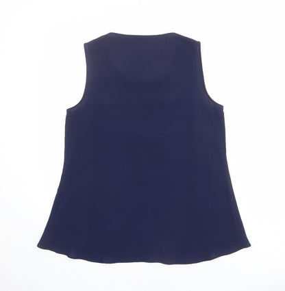 M&Co Womens Blue Polyester Basic Tank Size 10 Round Neck