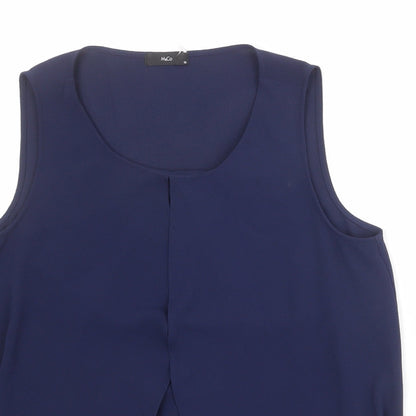 M&Co Womens Blue Polyester Basic Tank Size 10 Round Neck