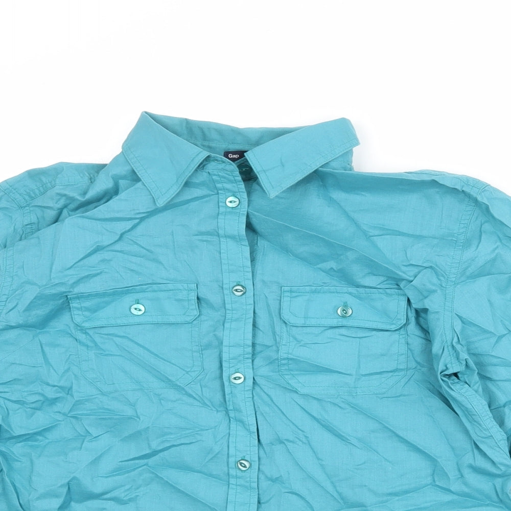 Womens UK Size S Gap Blue Basic Button-Up