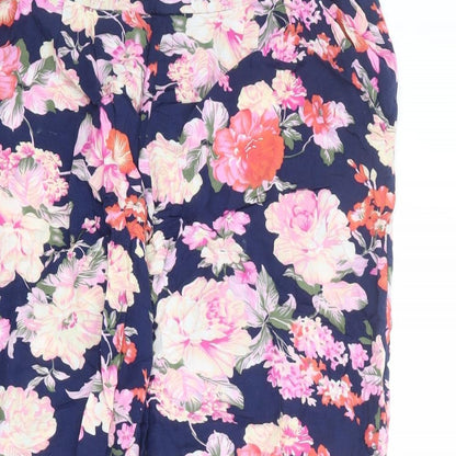 Parisian Womens Multicoloured Floral Viscose Jogger Trousers Size 12 L23 in Regular Drawstring
