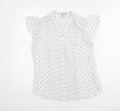 Womens UK Size 10 H&M White Basic Button-Up