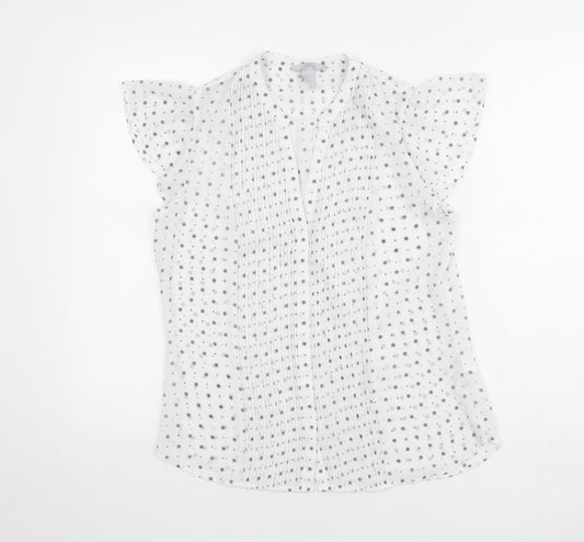 Womens UK Size 10 H&M White Basic Button-Up