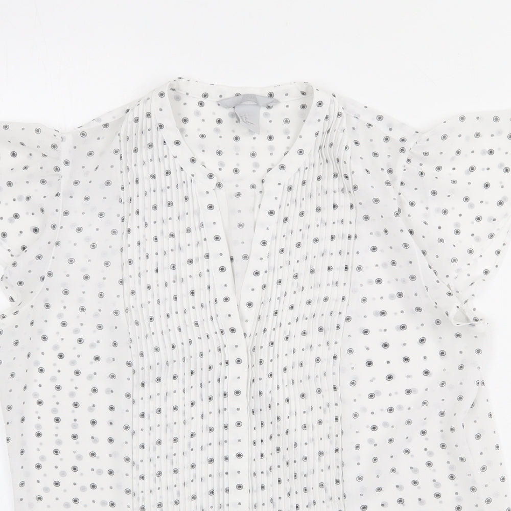 Womens UK Size 10 H&M White Basic Button-Up