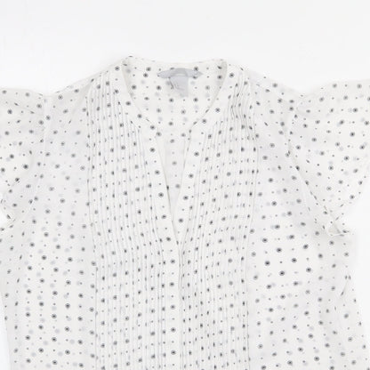 Womens UK Size 10 H&M White Basic Button-Up