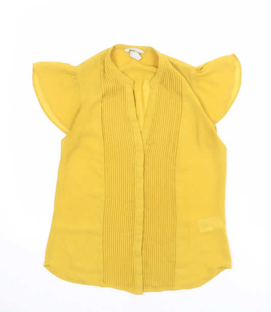 Womens UK Size 8 H&M Yellow Basic Button-Up