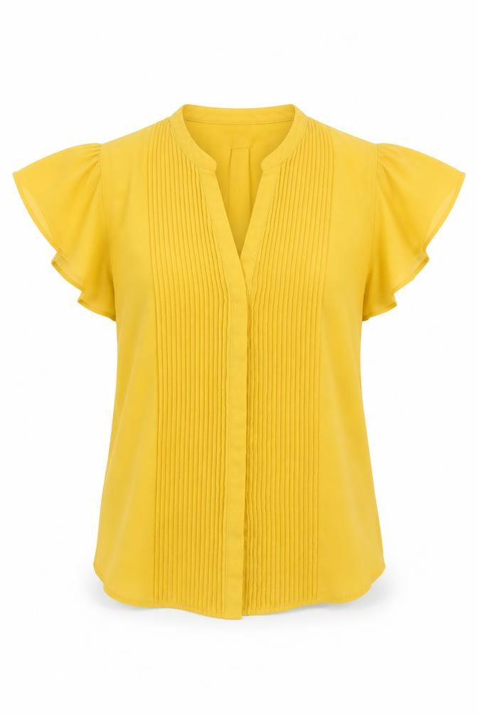 Womens UK Size 8 H&M Yellow Basic Button-Up